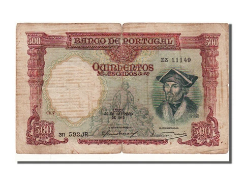 [#23222] Banknote, Portugal, 500 Escudos, 1942, VF Cover