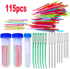 Large Eye Blunt Sewing Needles Lacing Bent Tip Needles For Yarn Knitting Weaving - Picture 1 of 14
