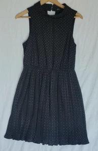 TOKITO black dress with silver polka dots with pleated bottom size 12 NWT - Picture 1 of 21