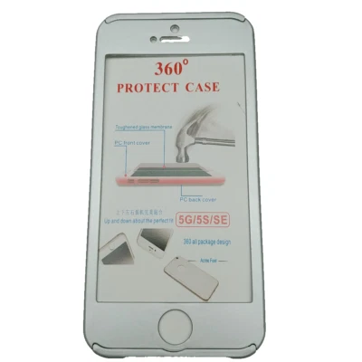 COQUE RIGIDE INTEGRALE AVEC FILM GLASS POUR APPLE IPHONE 5 5S SE 2016 SILVER - Photo 1/2