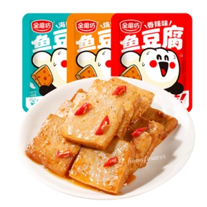 400g Jinmofang Fish Tofu Snacks Spicy + Barbecue Flavor 金磨坊鱼豆腐香辣味和烧烤味 - Picture 1 of 5