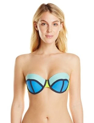 MAAJI TRUE BLUE RUBIK BANDEAU BIKINI SWIM SOFT CUP TOP BLUE MEDIUM NEW $60 - Image 1 of 3