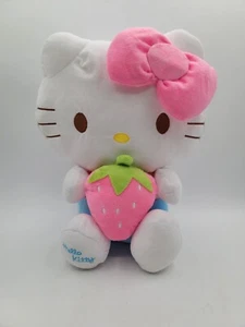 Juguete de peluche Sanrio Hello Kitty rosa fresa rayas rojas - Imagen 1 de 6