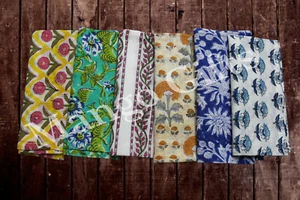 Hand Block Print 100%Cotton Voile Fabric Table Napkins Assort. Indian Set 24 Pcs - Picture 1 of 9