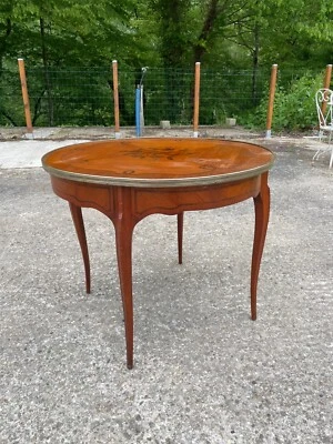 Table mi basse en marqueterie style Louis XV - Photo 1/4