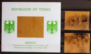 CHAD 1971 SOCCER XF MNH ** ImPerf + Perf GOLD Set + Sheet, Football, Olympics - Picture 1 of 1