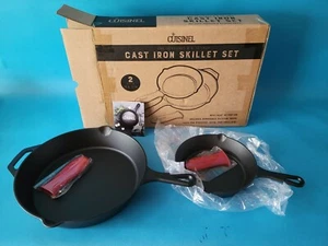 Cuisinel 8 & 12 inch Cast Iron Skillet Set Cooking Pan with Silicone Grip. NEW!! - Picture 1 of 3