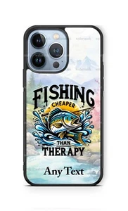 Personalized Fishing Cheaper Than Therapy cell Phone Case fits iPhone Samsung - Picture 1 of 11