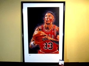 SCOTTIE PIPPEN & ARTIST TODD OSTENDORF SIGNED AUTOGRAPHED 22X34 ART PRINT PSA  - Picture 1 of 7