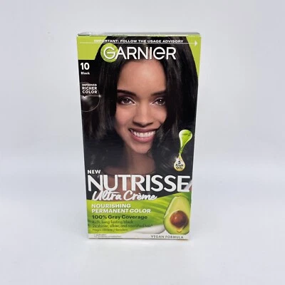 Crema colorante Garnier Hair Color Nutrisse de Garnier, color de cabello, 10 negro Foto 1 de 4