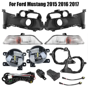 Full Set Fog Light Turn Signal Lamps+Cover+Wiring Kit For Ford Mustang 2015-2017 - Foto 1 di 18