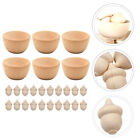 6 Wooden Bowls & 20 Peg Dolls for DIY Painting (Wood Color)