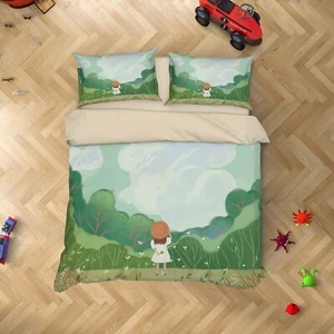 3D Rural Girl Painting Kids Quilt Cover Set Duvet Cover Bedding Pillowcases - Picture 1 of 6