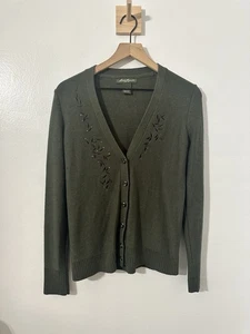 Cárdigan bordado verde oliva Eddie Bauer para mujer talla mediana - Imagen 1 de 4