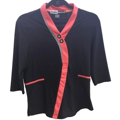 Jamie Sadock womens top M medium black red button lagenlook artsy golf athletic - Imagem 1 de 4