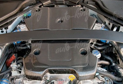 PARA 09-16 NISSAN 370Z Z34 2 PIEZAS LIGERO FIBRA DE CARBONO REAL CUBIERTA MOTOR Foto 1 de 3