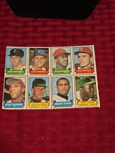 1969 Topps 8 Stamp Sheet Panel Insert Baseball Andrews Lefebvre Alou Odom Tiant - Picture 1 of 2