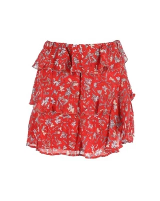 Iro Printed Mini Skirt in Red Viscose - Image 1 of 3
