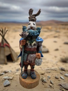 Kachina Indianer spirituelle Heilung Statue Keramik Stab Medizin Tasche  - Bild 1 von 11