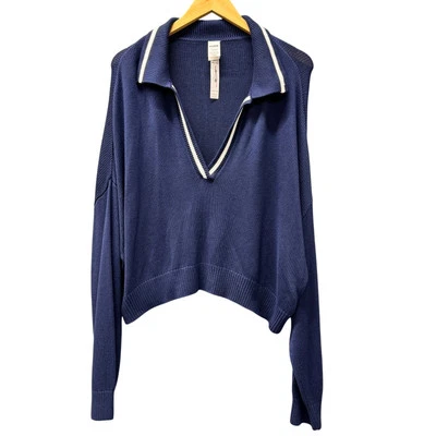 Suéter ROSA Victoria's Secret Mujer XXL Azul Recortado Bajo Cuello en V Pullover NUEVO Foto 1 de 4