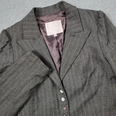 Blazer Rebecca Taylor Mujer 6 Gris Mezcla Lana Espiga Traje Chaqueta Carrera EE. UU. Foto 1 de 4
