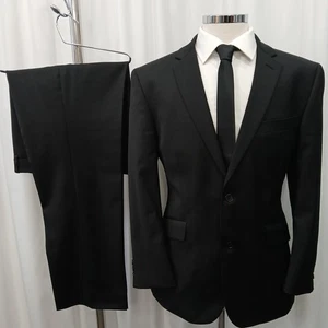 LIMEHAUS TAILORING Black Wool Blend Regular Fit 2 Piece Suit C40S W34 L30 - Picture 1 of 22