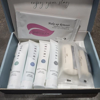 EcoWell Infuse Shampoo Conditioner Lotion Wash Soap Travel Set White Tea Coconut - Image 1 of 4