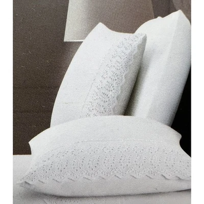Rachel Ashwell Embroidered Eyelet Hem Standard PILLOWCASES White 100% Cotton NIP - Image 1 of 4