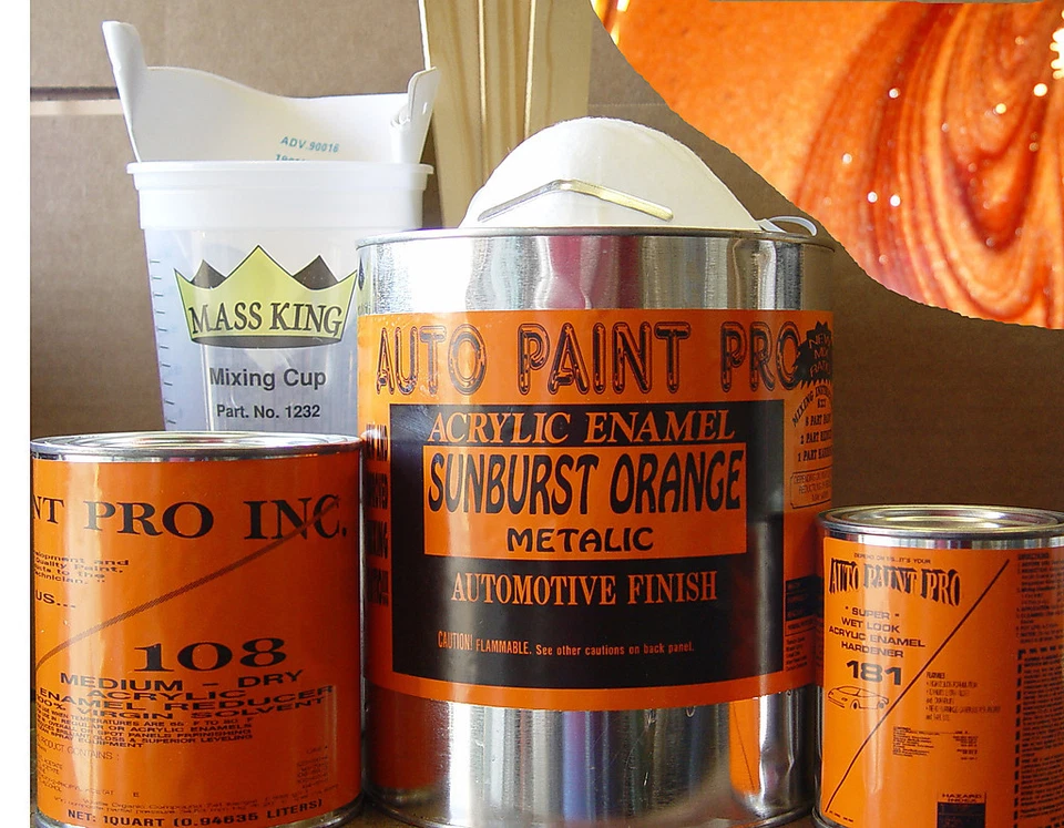 Sunburst orange metalic kit acrylic enamel single stage restoration auto paint - Image 1 of 2