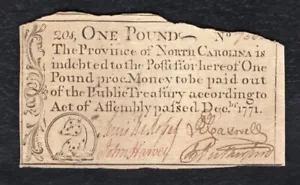 NC-139 DECEMBER, 1771 £1 ONE POUND NORTH CAROLINA COLONIAL CURRENCY NOTE - Picture 1 of 2