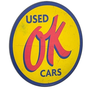 Chevrolet OK USED CARS Oversized 40" Round Metal Sign Home Man Cave Wall Decor - Picture 1 of 1