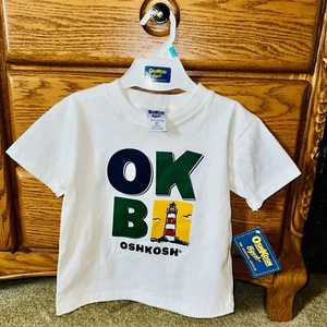 Vintage OshKosh B’gosh Jungen 4T T-Shirt OKB Spellout Logo Leuchtturm neu aus altem Lagerbestand neu mit Etikett - Bild 1 von 13