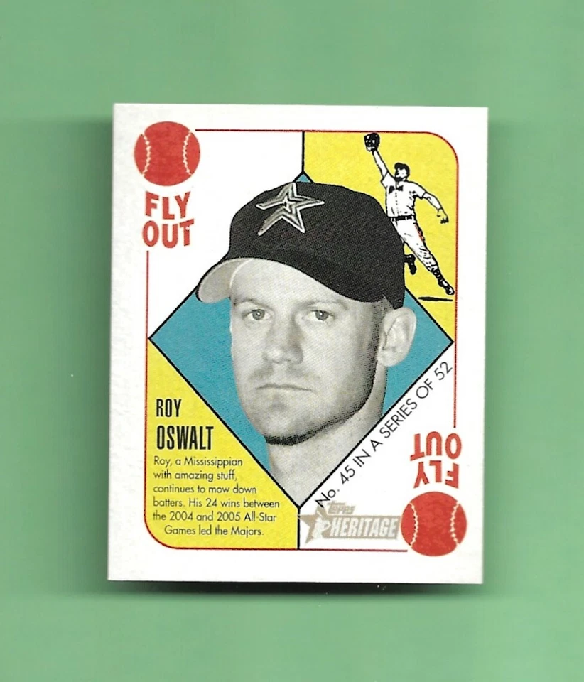 2005 05 Topps Heritage BLUE BACK MINI FLY OUT Card # 45 ROY OSWALT HOUSTON ASTRO - Image 1 of 2