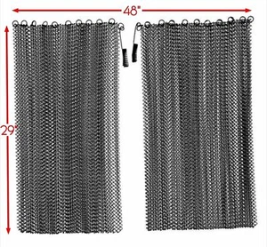 Fireplace Black Mesh Replacement Curtain Screen 2 Panels 29" x 48" Replacement - Picture 1 of 4