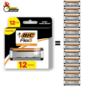 Flex 5 Refillable Refill Razor Cartridges for Men, Long-Blade Razors for a Smoot - Picture 1 of 12