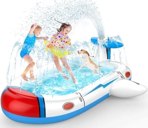 Inflatable 3-in-1 Kiddie Pool and Splash Pad for Ages 4-8, 68" Wading Pool - Picture 1 of 9