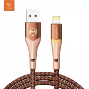 MCDODO LED iphone charger cable Fast Unbreakable Long Lasting Nylon Braided 1.2M - Picture 1 of 12