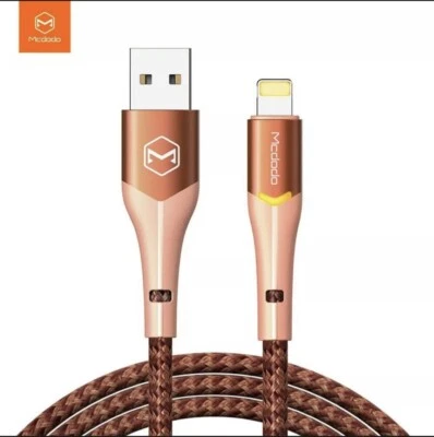 MCDODO LED iphone charger cable Fast Unbreakable Long Lasting Nylon Braided 1.2M - Image 1 of 4