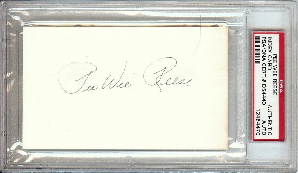 Pee Wee Reese Signed Autographed Index Card Los Angeles Dodgers PSA/DNA 12454470 - Image 1 of 1