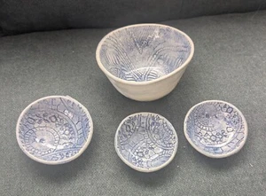 Wonki Ware Marshall Pottery Handmade Bowls Textured Impressed Lace South Africa - Afbeelding 1 van 15