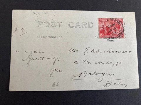 Postal History Trinidad & Tobago 1924 PC to Bologna Italy Cover