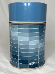 King Seeley Blue Coffee Soup Thermos Bottle # 7010 Lid & Cap Metal Vintage 10 oz - Picture 1 of 7