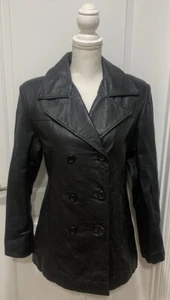Prestige Damen kleine schwarze Lederjacke Erbsenmantel - Bild 1 von 4