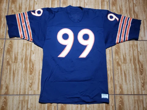 Vintage 80s Sand Knit #99 Dan Hampton Chicago Bears Jersey Size Large Blue Cover