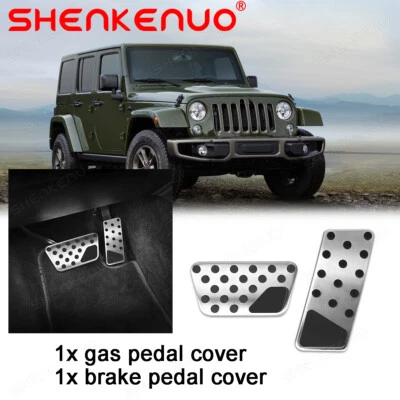 Steel Foot Brake Gas Pedal Cover Set For 2007-2017 Jeep Wrangler JK Accessories - Image 1 of 4