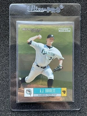 AJ BURNETT #’d /102 - 2005 Donruss Career Stat Line Foil SP #188 MARLINS - Image 1 of 2