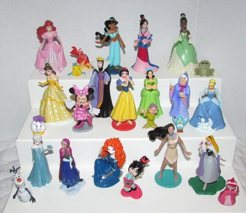 Huge Disney Princess 25 PVC Figure Lot Cake Toppers Ariel Belle Mulan Tiana + Cover