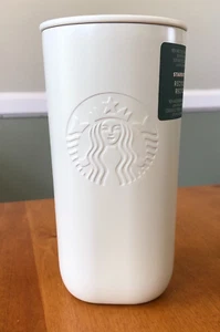 NEW Starbucks Recycled Stainless Steel Mint Green Travel Mug Triangle Lid 12oz - Picture 1 of 7