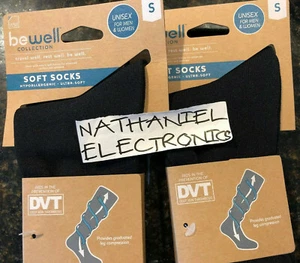 2 PAIRS SOFT SOCK BEWELL AIRPLANE HELPS PREVENT DVT S B768S BLACK ULTRA UNISEX - Picture 1 of 2