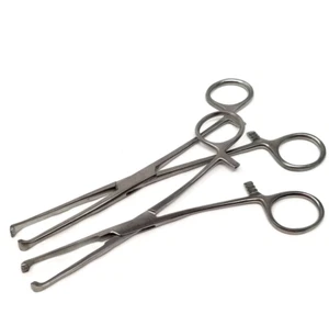 2 Pcs ALLIS TISSUE FORCEPS CLAMPS 5X6 TEETH 7" + 4X5 TEETH 6" for SPAY PACK - Picture 1 of 3